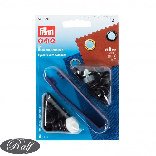 Set ocheti cu dispozitiv de atasare, culoare negru - 8 mm. - Prym 541376